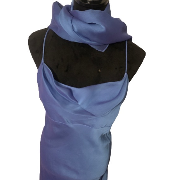 NIGHT WAY COLLECTIONS Blue Formal Wedding Bridesmaid Gown w Shawl Sz 14 - Picture 6 of 8